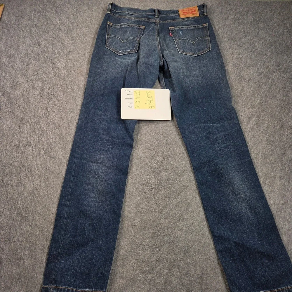 Levis 511 Jeans Mens W33 L32 Blue Slim Fit Distressed Medium Wash 04511-2305